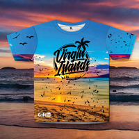 Kostenlose Muster Großhandel Maßgeschneiderte 3D-Druck Strand-Souvenir Meeresinsel Tribal Trikot 100% Polyester Sublimations-Oversize Blanko T-Shirt