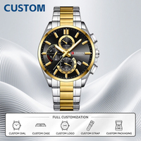 Montre personnalisée MOQ 50 pièces Curren 8475 Montres de luxe pour hommes de marque supérieure, originales, étanches, en acier inoxydable, chronographe, date automatique