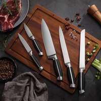 Ensemble de couteaux de cuisine en acier inoxydable 5 pièces de haute qualité poignées enduites noires lames 3Cr13 tranchantes pour couper l'outil ménager en métal