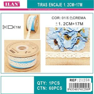 Strisce di pizzo Ilan 1,2 cm x 17 m colore crema per decorazioni artigianali - Product Image 3
