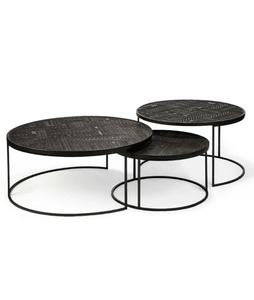 Modern 3-Piece Mango Wood & Iron <b>Nesting</b> <b>Coffee</b> <b>Table</b> <b>Set</b> - Product Image 1