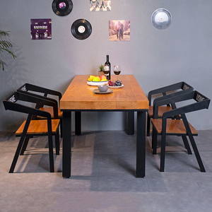 Muebles Comerciales, Juego de Mesa de Comedor de Madera Maciza, Silla de Metal para Cafetería, Uso en Interiores y Exteriores, Bar, Hogar - Product Image 1
