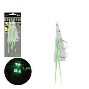 JK Fishing IHT <span class=keywords><strong>Inchiku</strong></span> Assist Set Jupes de pieuvre barbelées en eau salée PE Line UV Glow Hook - Product Image 1