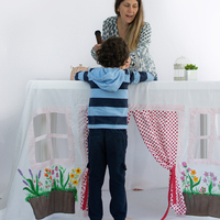Housse de table en toile naturelle pour l'intérieur et l'extérieur, nappe, tente de jeu pour enfants