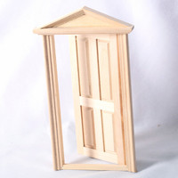 1:12 Maßstab Massivholz Blanko Vierflügeltür Miniatur DIY Zubehör