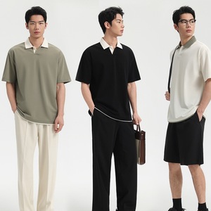 Camisa Polo de Manga Corta para Hombre, Algodón Piqué, Uniforme de Trabajo de Verano, Camisa Corporativa, Negra, Blanca, Verde, Marfil, Ébano - Product Image 1