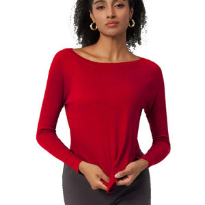 <span class=keywords><strong>T</strong></span>-shirt côtelé à manches longues pour femme, coupe ample, respirant et à séchage rapide, en Spandex/Nylon, idéal pour le yoga et la danse, toutes saisons, transfrontalier - Product Image 5