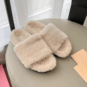 Miu 2025 Design Indoor Warm Comfortable Female Slippers Cute Cloud <b>Slides</b> Pantoufles for Women and Men with Fur for Bedroom - Product Image 1