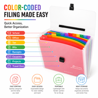 Carpeta Expandible de Colores con Diseño de Asa Portátil, 13 Bolsillos, Tipo Acordeón, para Archivos, Productos de Archivo