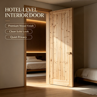 Interior Renovation Solid Cedar Flat Timber Door Eco Friendly Raw Wood Door for Commercial Space