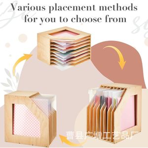 Wooden Multi Compartment <b>File</b> Rack Natural Wood Color Desktop Office Storage <b>Organizer</b> A4 Size 10 Slots - Product Image 4