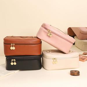 Nouvelle trousse de toilette de voyage, grande capacité, trousse à cosmétiques en cuir PU, portable, multifonctionnelle, avec poignée - Product Image 3