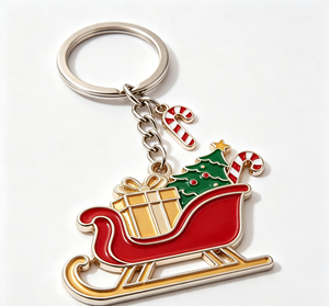 Porte-clés de Noël en métal émaillé, pendentif traîneau moulé sous pression, électroplaqué, cadeau de fêtes - Product Image 4