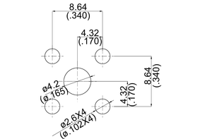 Conector SMA de brida cuadrada de cuatro orificios con pasador redondo o plano para montaje en PCB - Product Image 6