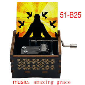 Canciones de música cristiana de madera tallada antigua Amazing Grace Cajas musicales Regalos únicos - Product Image 4