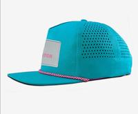 Venta al por mayor de sombreros de pesca de verano personalizados, Parche de PVC, impermeable, agujero de corte láser, gorra deportiva, sombreros transpirables