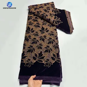 Wholesale Latest African Guipure Cord Fabrics Lace With French Velvet Embroidery 5 Yards Lace High Quality For Women Cloth