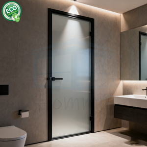 Portes intérieures à battant en verre à cadre étroit Porte de toilette - Product Image 3