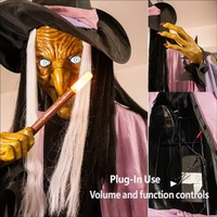 Ornement animatronique d'Halloween de 3,5 m de haut, grand, lumineux et sonore, représentant un diable et une sorcière, pour maison hantée et aire de jeux