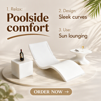 Chaise longue portable en plastique confortable pour l'extérieur, résistante aux UV et anti-jaunissement, pour événements en station balnéaire, vente en gros et location