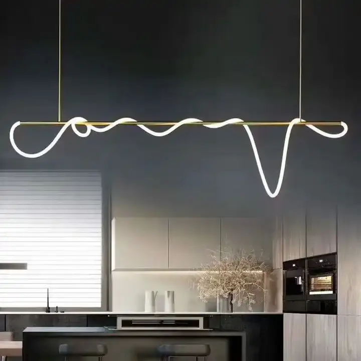 Sıcak Modern ev dekoratif yemek odası mutfak ada esnek yumuşak silikon halat avize Led kolye restoran ışık