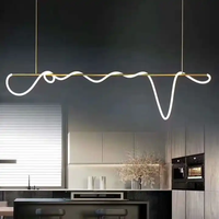 Lustre LED moderne et tendance en corde souple de silicone pour îlot de cuisine, salle à manger et restaurant