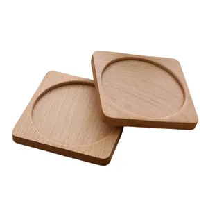 木制隔热茶垫方形圆形橡木桌垫防滑壶垫创意咖啡木制杯垫雕刻