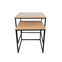 Ensemble de tables basses modernes convertibles avec dessus en grain de bois MDF et étagère amovible Table de nuit multifonctionnelle