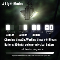Lampe de travail Brightenlux COB magnétique rechargeable, lampe torche porte-clés pliable avec mousqueton, lumière USB EDC pour situations d'urgence