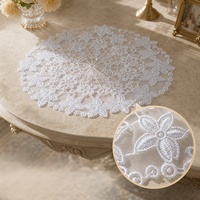 Patch en dentelle brodée ronde blanche, applique florale ajourée pour vêtements, décoration de table, mariage et loisirs créatifs