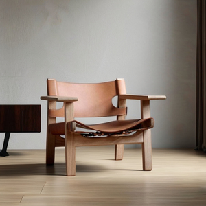 Sedia Spagnola in Legno Massello Stile Scandinavo Sedia da Relax Nordica Arredamento per Soggiorno Poltrona da Salotto - Product Image 1