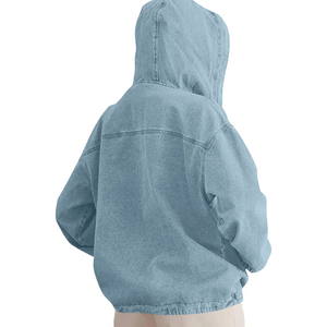 Sudadera con Capucha de Estilo Denim para Mujer, Tejida, ODM, con Logotipo Frontal, Ropa Urbana Cómoda para Primavera, Otoño e Invierno - Product Image 3