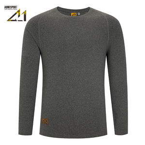 Aonesport Men's Long Sleeve Knitted T-<b>Shirt</b> O-Neck Quick Dry Breathable Sporty Fit Regular Size Solid Color <b>100</b>% <b>Polyester</b> - Product Image 3