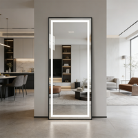 Miroir sur pied pleine longueur contemporain avec éclairage LED pour salon de coiffure, chambre et coiffeuse, vente en gros pour fabricants