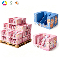 Présentoir en carton ondulé PDQ personnalisé à façade ouverte et empilable, plateau en carton imprimé écologique pliable pour l'affichage de sacs de collations sur comptoir de vente au détail