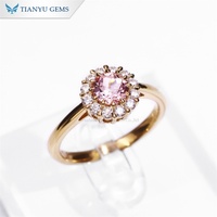 Tianyu gemmes fleur Design 10k 14k 18k 22k rond rose laboratoire saphir et Moissanite halo femmes bagues personnalisées bijoux en or massif