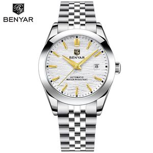 Reloj Mecánico para Hombre Benyar, Automático, Esfera Azul, Correa de Acero Inoxidable, Visualización de Fecha, Resistente al Agua - Product Image 5