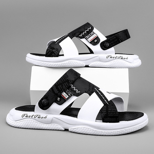 Sandali convertibili in PVC con stampa giornale da uomo, con cinturino regolabile, suola spessa ammortizzata, punta aperta, per l'estate, passeggiate quotidiane, casual - Product Image 3