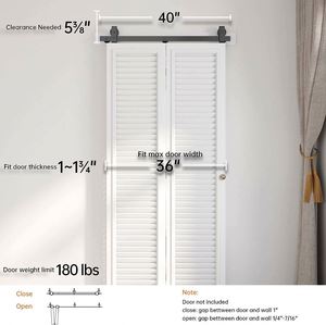 Kit de Herrajes para Puerta Corredera Plegable WEKIS de 3 Pies, Color Negro Mate, con Latón Resistente, Fácil de Instalar, para Cocina y Sala de Estar - Product Image 4