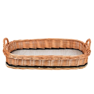 wicker tray Sustainable Rustic multifunction <b>Storage</b> Sundries Food Tableware <b>basket</b> tray with handle for coffee table - Product Image 3