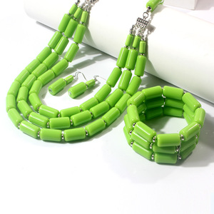 Conjunto <span class=keywords><strong>de</strong></span> Collar y Pulsera <span class=keywords><strong>de</strong></span> Cuentas Nigerianas al por Mayor, Conjunto <span class=keywords><strong>de</strong></span> Collar Africano Indio <span class=keywords><strong>de</strong></span> Cuentas <span class=keywords><strong>de</strong></span> Coral Tradicionales para Mujer para Boda - Product Image 2