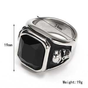 Anillos de Calavera Punk Ovalados de Acero Inoxidable <span class=keywords><strong>Atila</strong></span> AJ-0211 con Baño de Oro de 18K y Circonita Cúbica para Hombre, Ideales para Fiestas y Bodas, Venta al por Mayor - Product Image 2