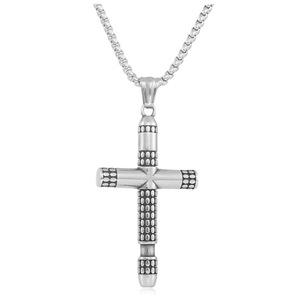 Stainless Steel <b>Cross</b> Pendant Gold Tone Unisex Necklace Geometric Design 12081 - Product Image 2