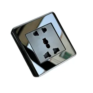 wall socket uk eu standard five-hole socket Multifunctional glass wall plug electrical wall socket 13A