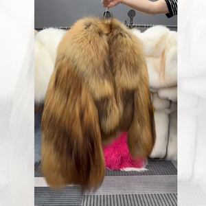 Manteaux courts en fourrure de raton laveur véritable de luxe de haute qualité pour femmes, en fourrure longue, épais et moelleux, vestes amples et chaudes pour l'hiver - Product Image 2
