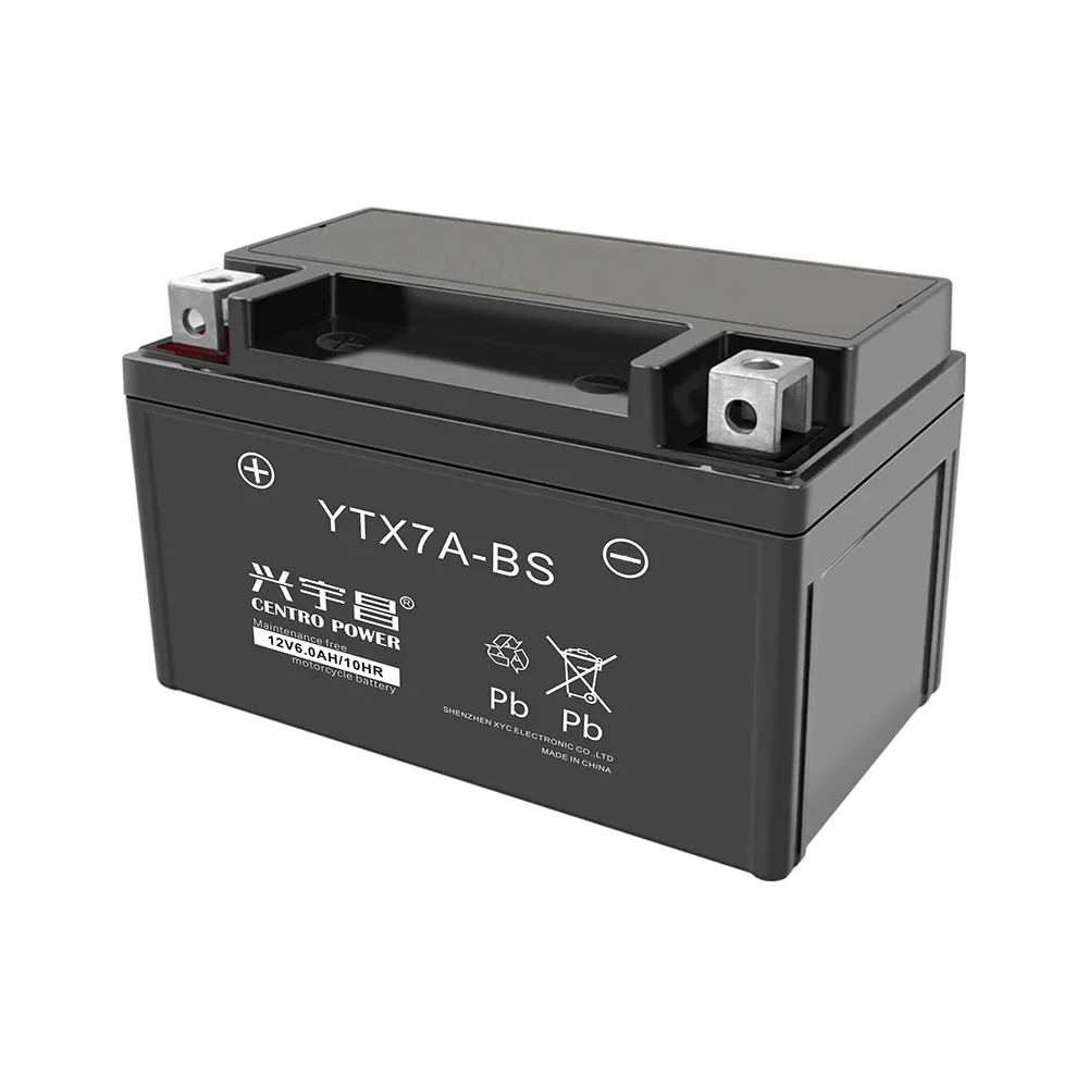 Fabriek Groothandel Lange Levensduur YTX7A-BS 12v7ah Nat Opgeladen Mf Lood Zuur Motorfiets Batterij