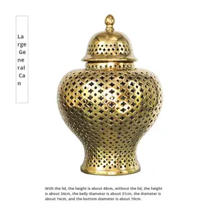 Jarrón de cerámica de arte Retro europeo, jarrón de suelo General hueco de plata dorada <span class=keywords><strong>barroca</strong></span> para adorno de entrada, decoración de habitación - Product Image 6