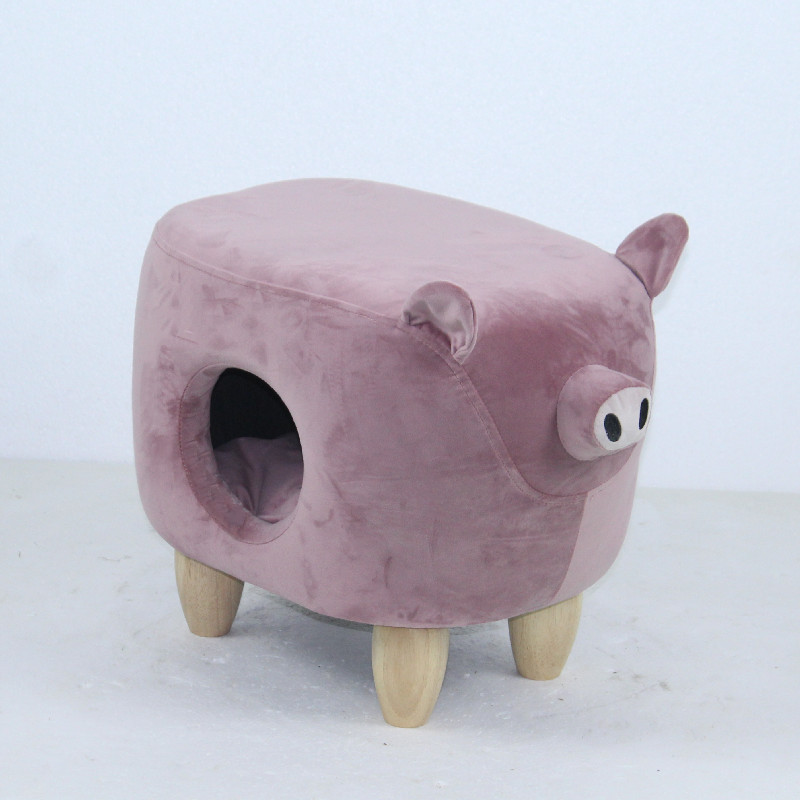 Lovely Piggy Shaped Cat Cave Home Furniture Pet Stool Home Decor