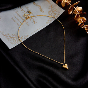 Heart Pendant Necklace Gold Plated Stainless Steel Chain 10cm Extended Gift Jewelry - Product Image 2