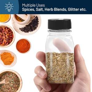 Frascos de Especias de Cocina de Plástico Libres de BPA con Etiquetas, Tapas Redondas con Diseño de Mariposa Negra, Botellas de Almacenamiento de Condimentos con Tapa Abatible de Doble Cara - Product Image 4